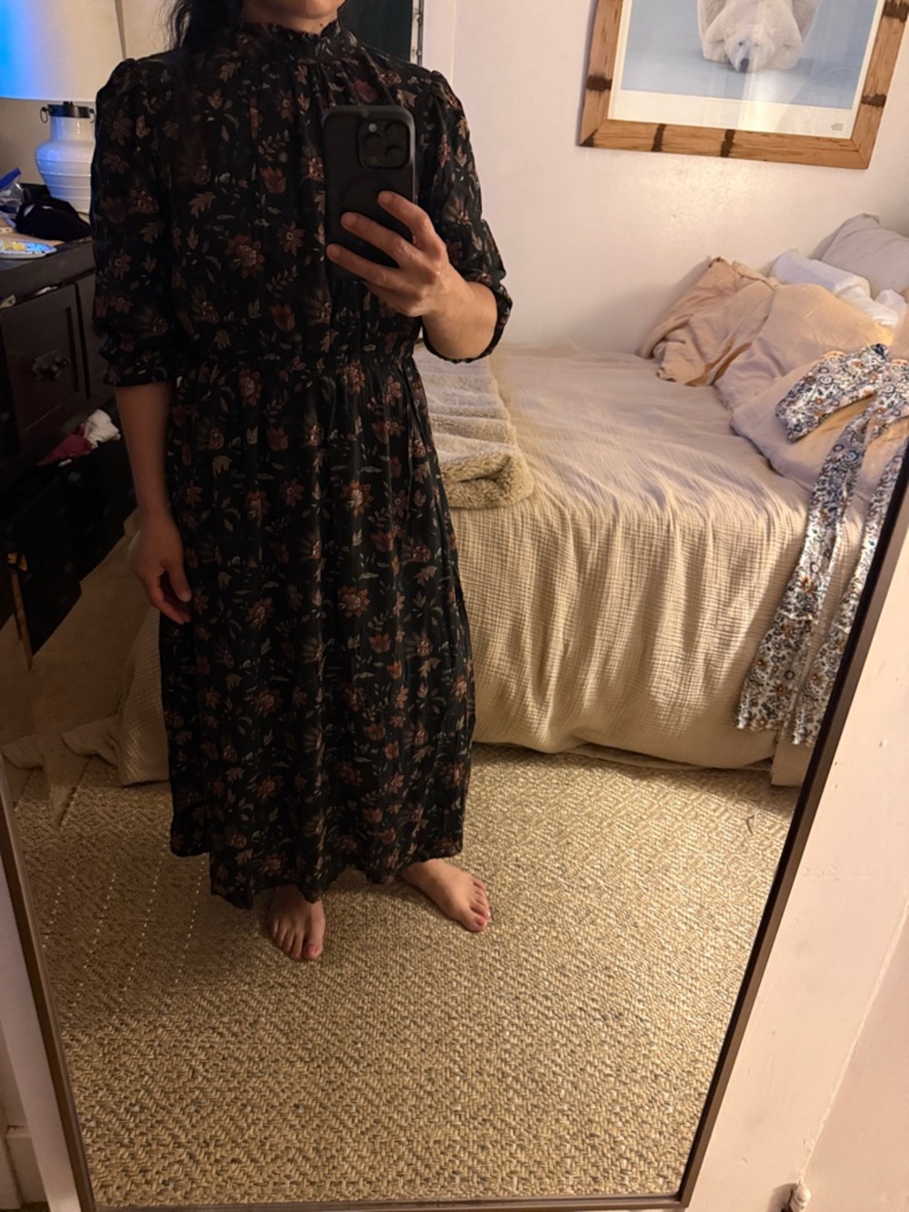 Rachel Zoe Black Floral High-Neck Maxi Dress